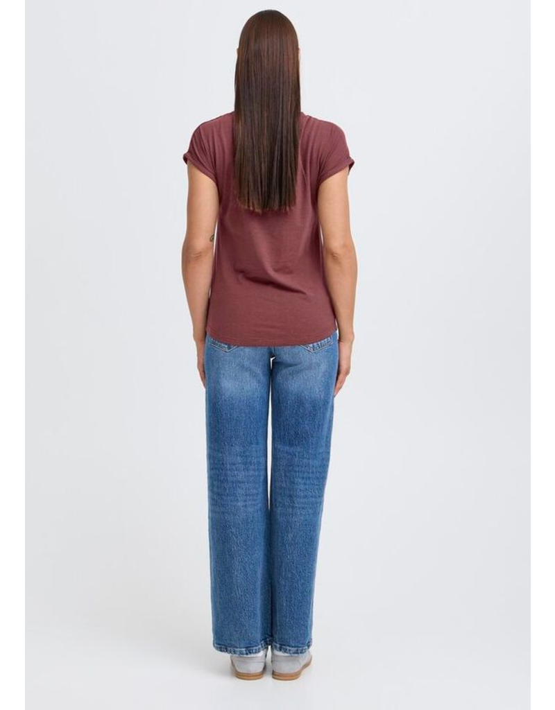 PAMILA ROLLED CUFF COTTON BLEND TEE