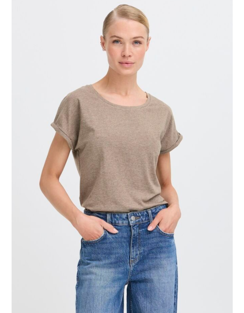 PAMILA ROLLED CUFF COTTON BLEND TEE