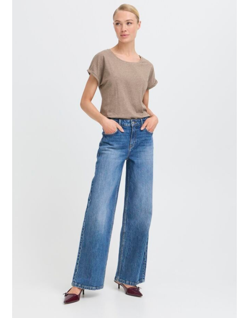 PAMILA ROLLED CUFF COTTON BLEND TEE