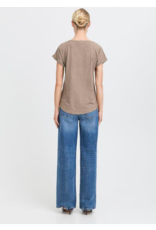 PAMILA ROLLED CUFF COTTON BLEND TEE