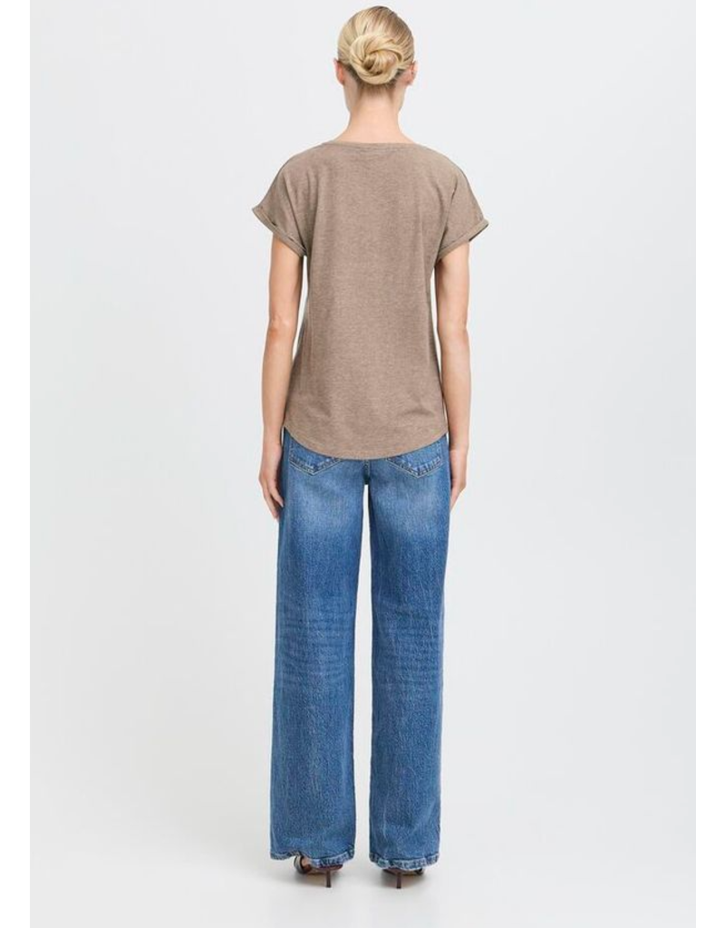 PAMILA ROLLED CUFF COTTON BLEND TEE