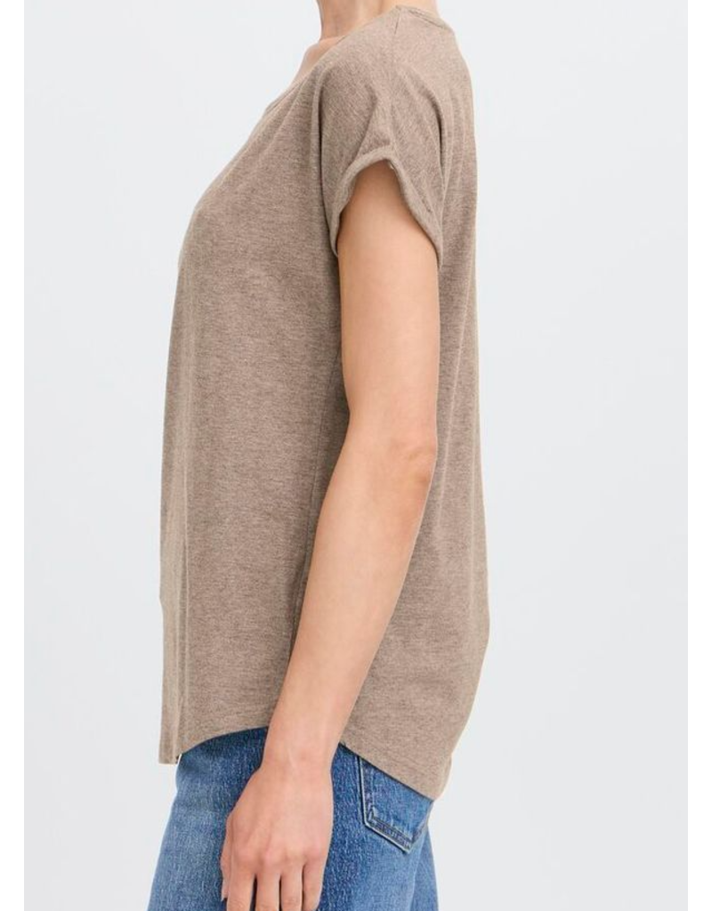 PAMILA ROLLED CUFF COTTON BLEND TEE