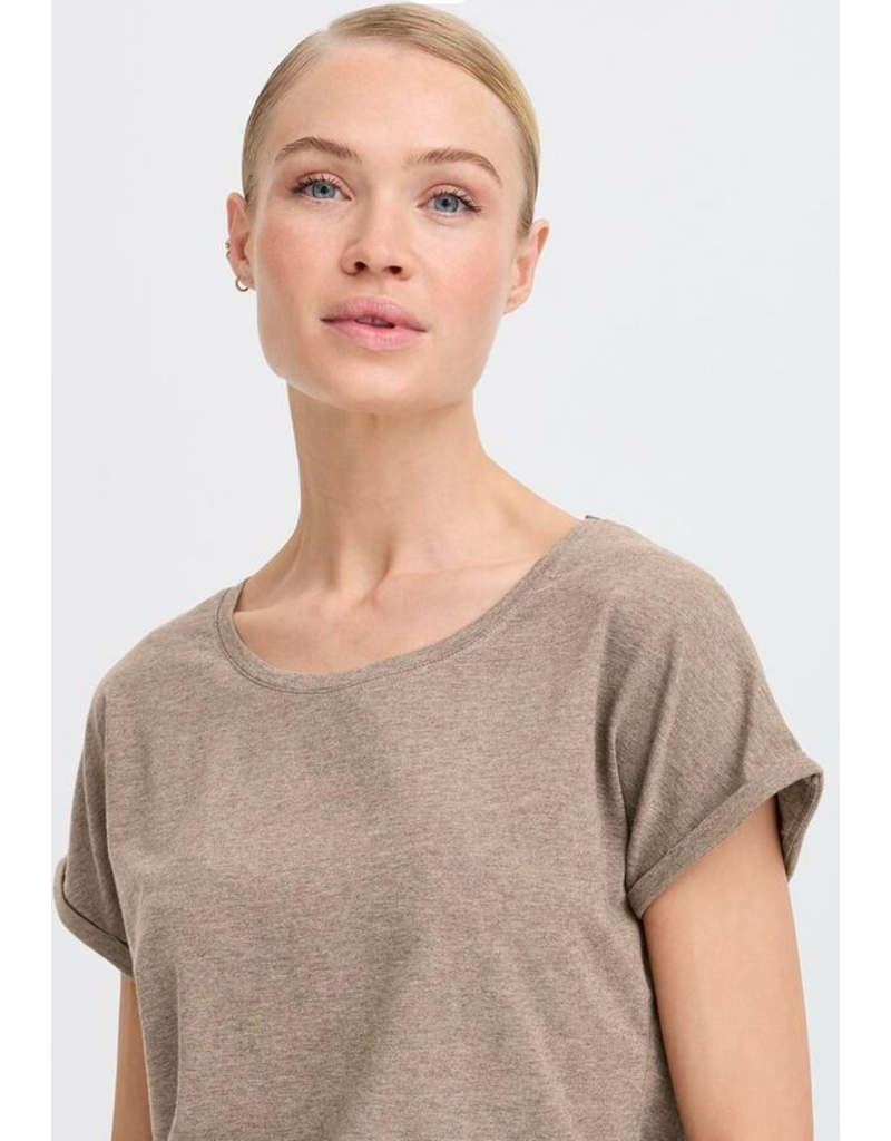PAMILA ROLLED CUFF COTTON BLEND TEE