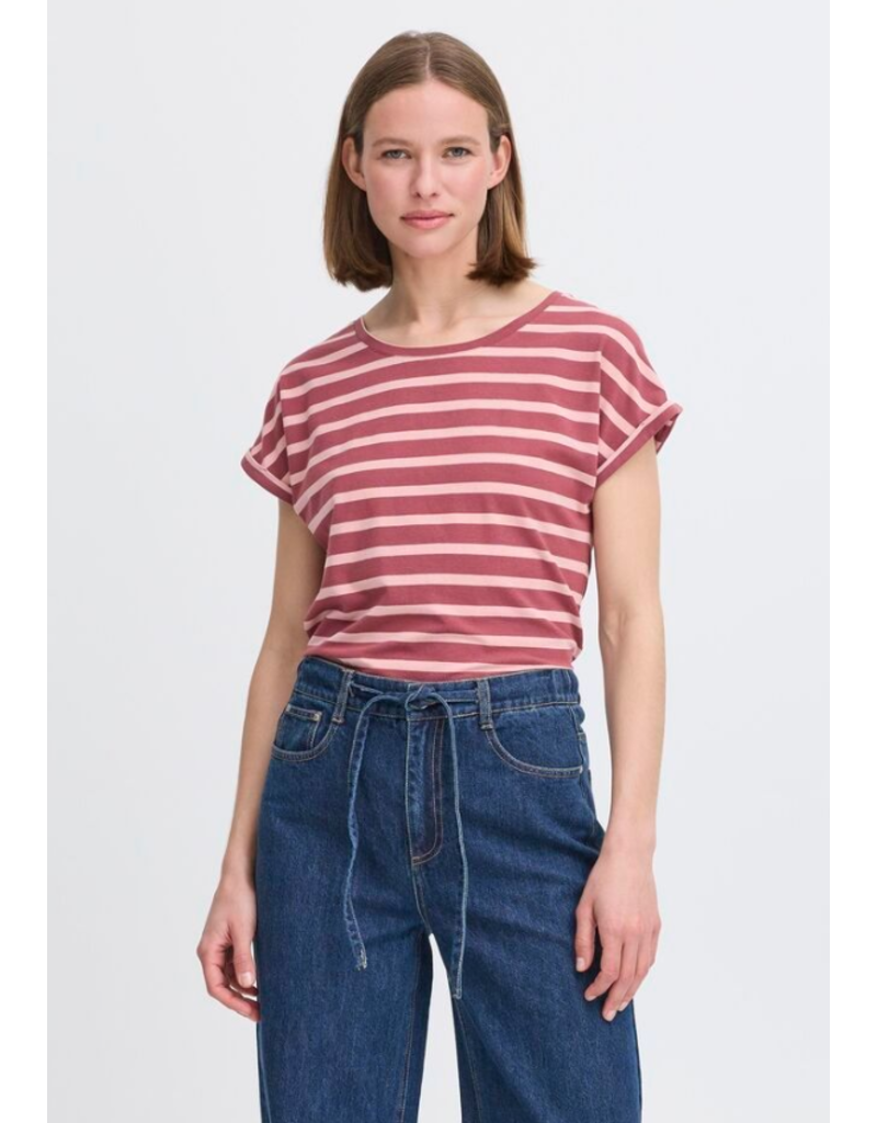 PAMILA ROLLED CUFF COTTON BLEND TEE