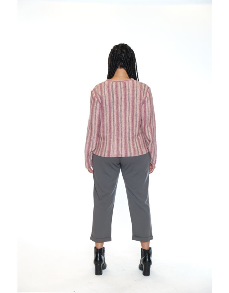 BUTTON UP STRIPED KNIT CARDIGAN