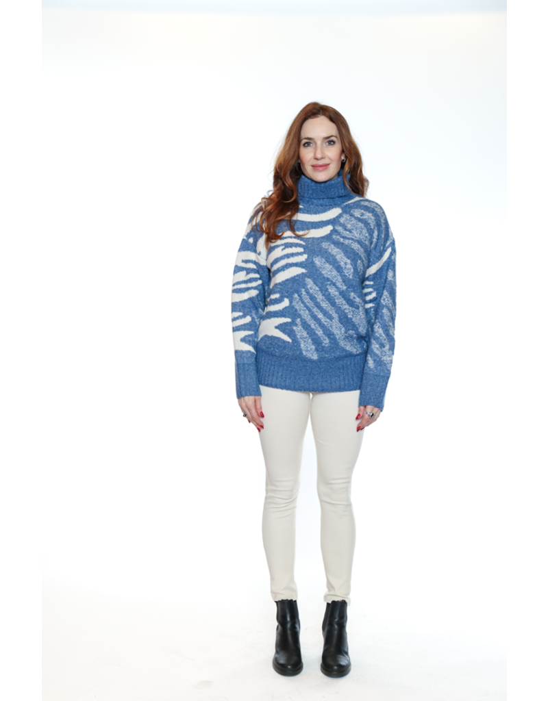 ULTRA SOFT COWL NECK SWEATER -DENIM BLUE