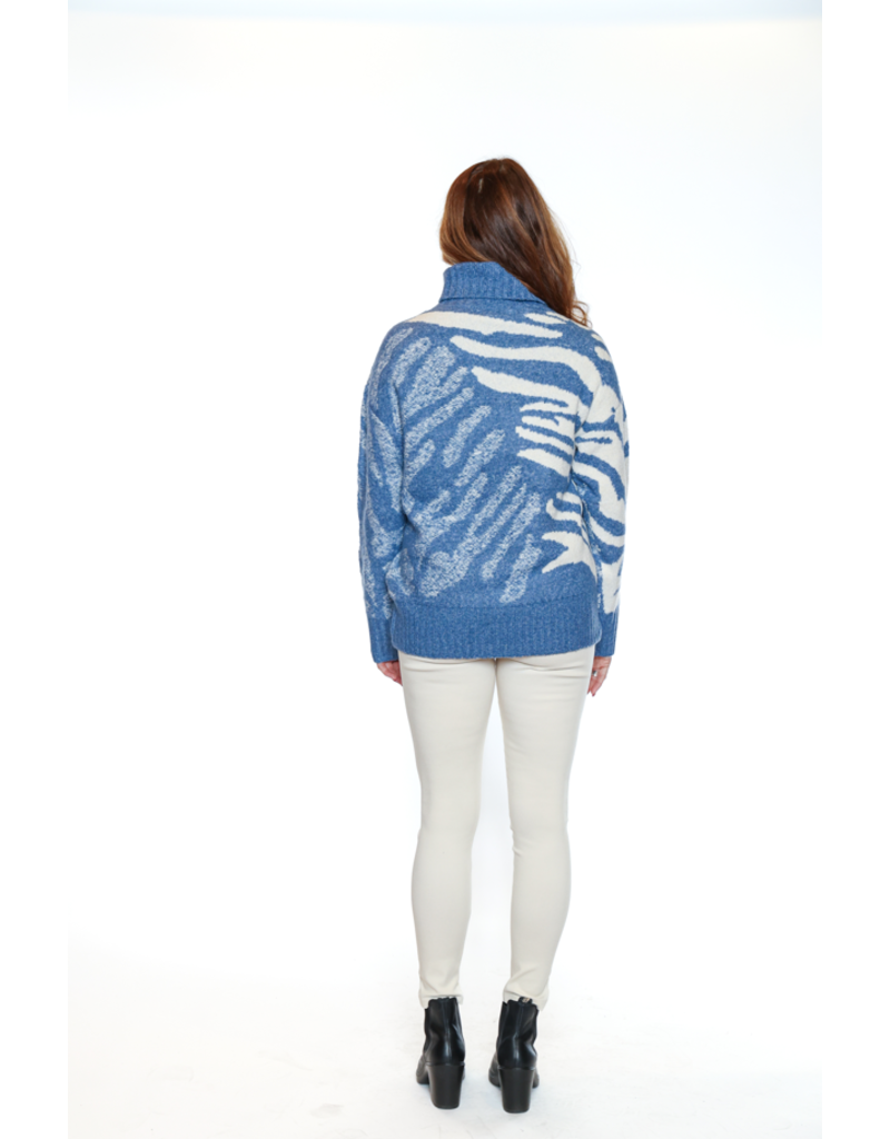 ULTRA SOFT COWL NECK SWEATER -DENIM BLUE