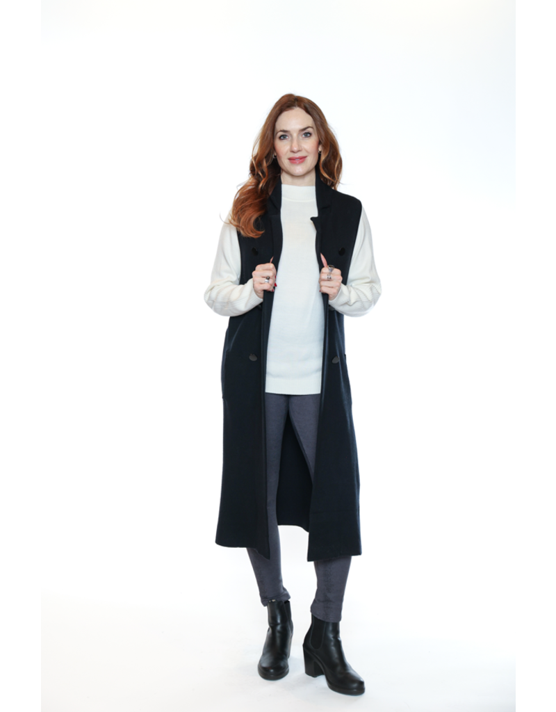 LONG KNIT VEST BLACK