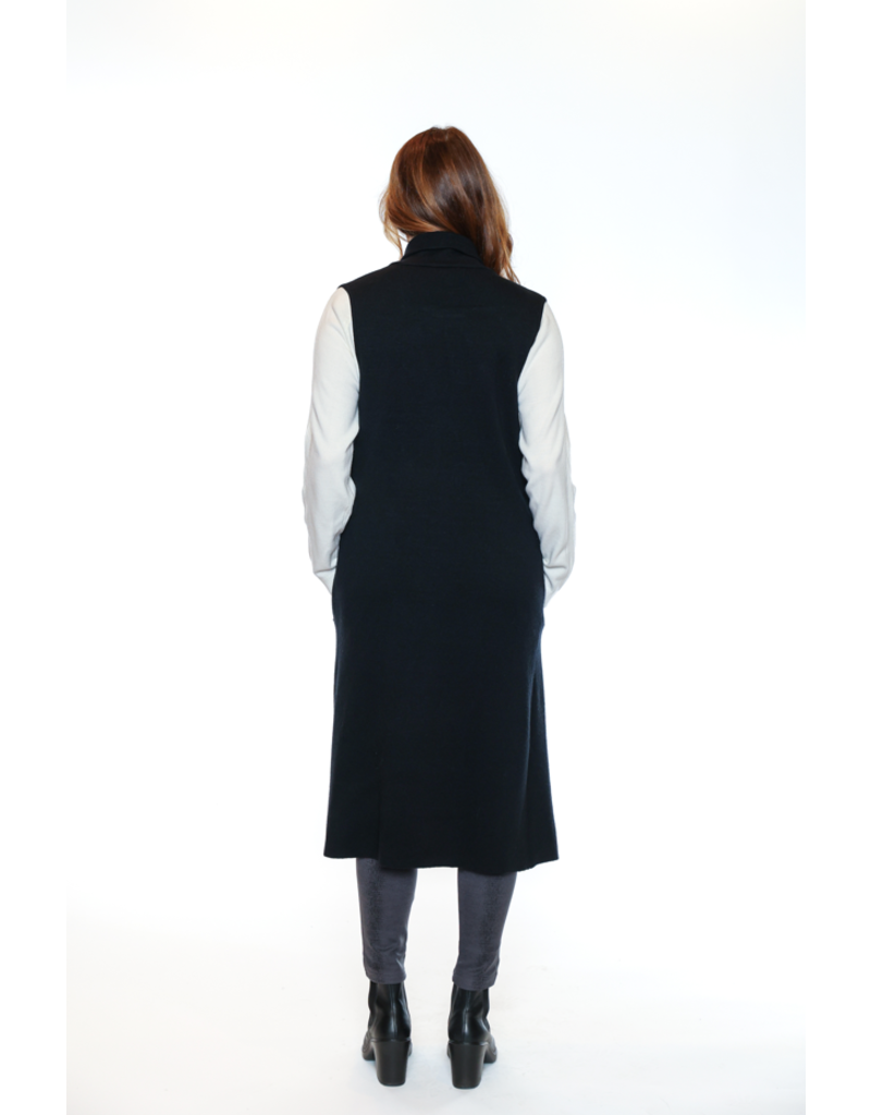 LONG KNIT VEST BLACK