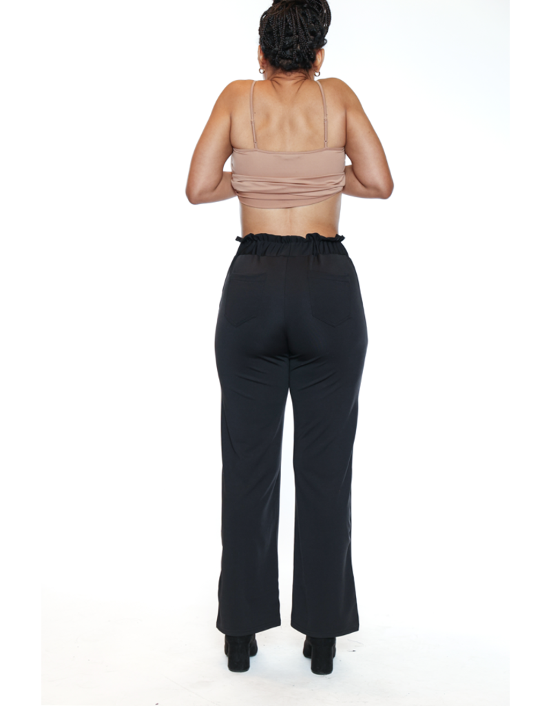 WIDE LEG PULL ON  PANT BLACK