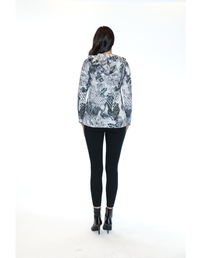 PRINTED ZIP UP LIGHT HOODIE