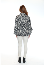 BLACK PRINTED TOP WITH LARGE BUTTONS