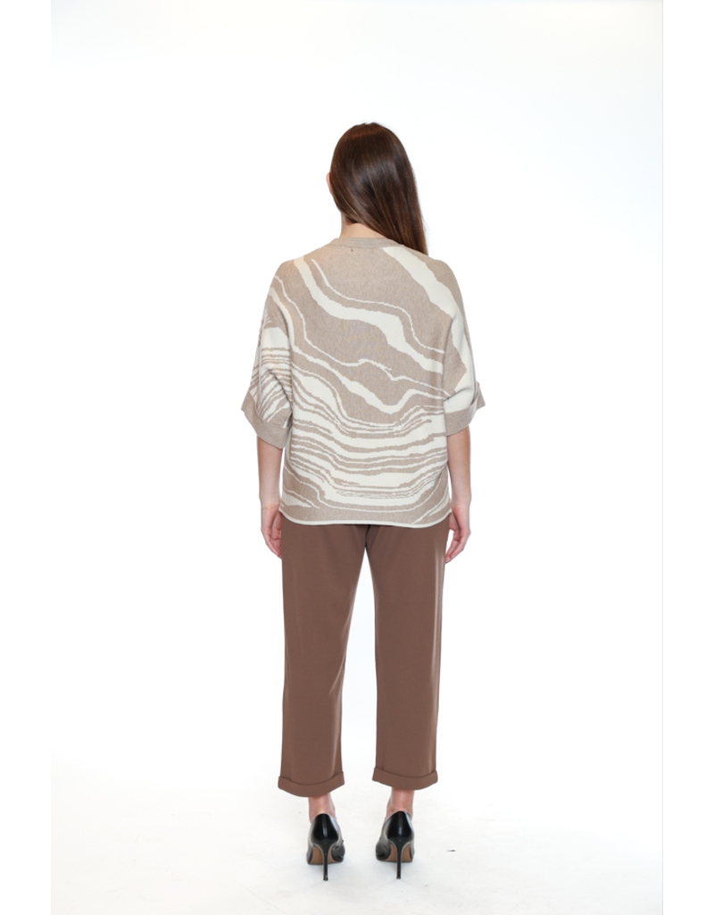 CREAM MARBLE SWEATER w/ZIPPER DETAIL