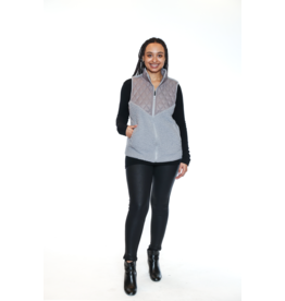 GREY SHERPA VEST w/PUFFER DETAIL