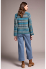 TRIBAL V- NECK COTTON SWEATER CELESTIAL