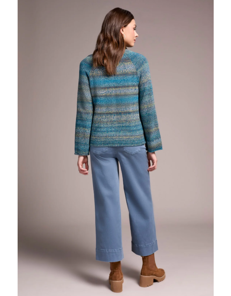 TRIBAL V- NECK COTTON SWEATER CELESTIAL