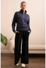 TRIBAL ZIP FUNNEL NECK TOP W/STITCHING-SAPPHIRE