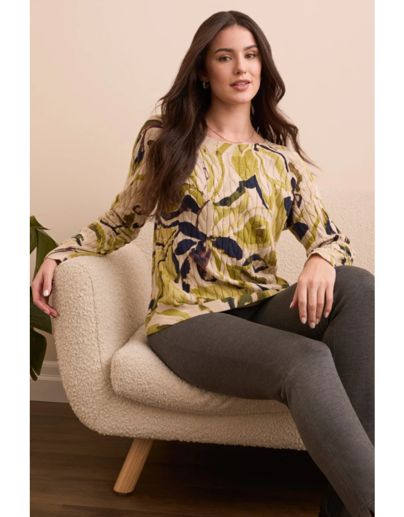 TRIBAL CREW NECK LIGHT KNIT SWEATER  LEEK