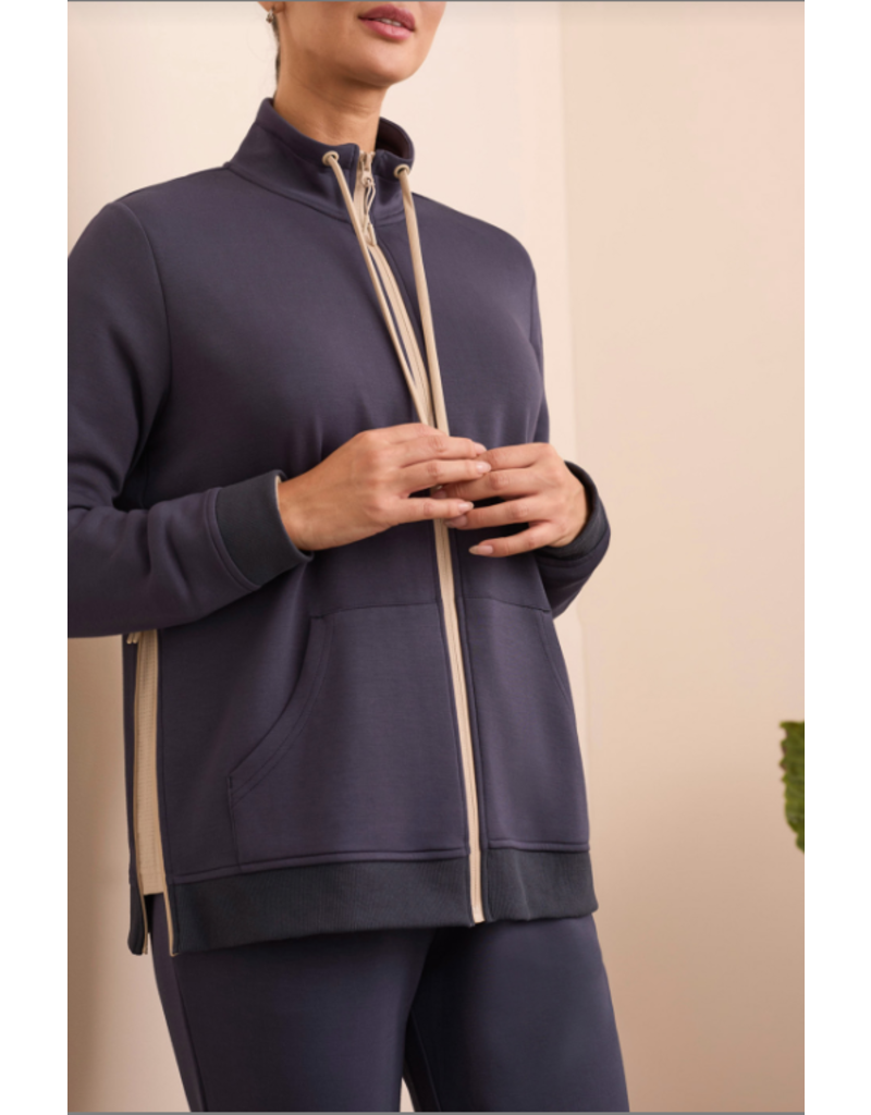 TRIBAL TECHNO LUX -  MOCK NECK JACKET-SAPPHIRE