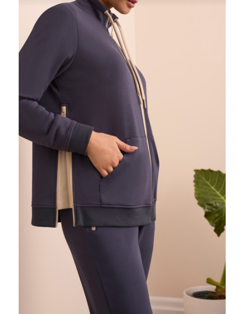 TRIBAL TECHNO LUX -  MOCK NECK JACKET-SAPPHIRE