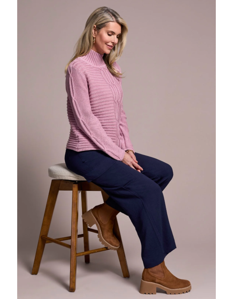 TRIBAL SPECIAL WASH COTTON MOCK NECK SWEATER