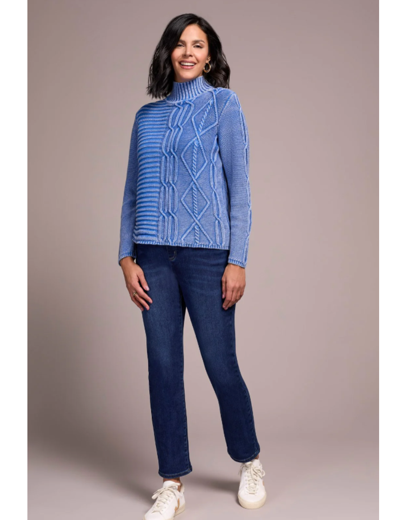 TRIBAL SPECIAL WASH COTTON MOCK NECK SWEATER