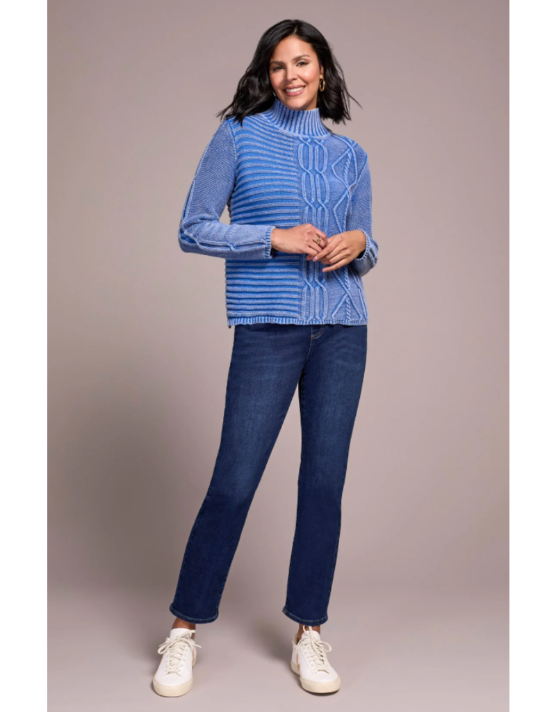 TRIBAL SPECIAL WASH COTTON MOCK NECK SWEATER