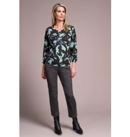 TRIBAL SOFT YARN 3/4 SLEEVE CREWNECK SWEATER-MINT