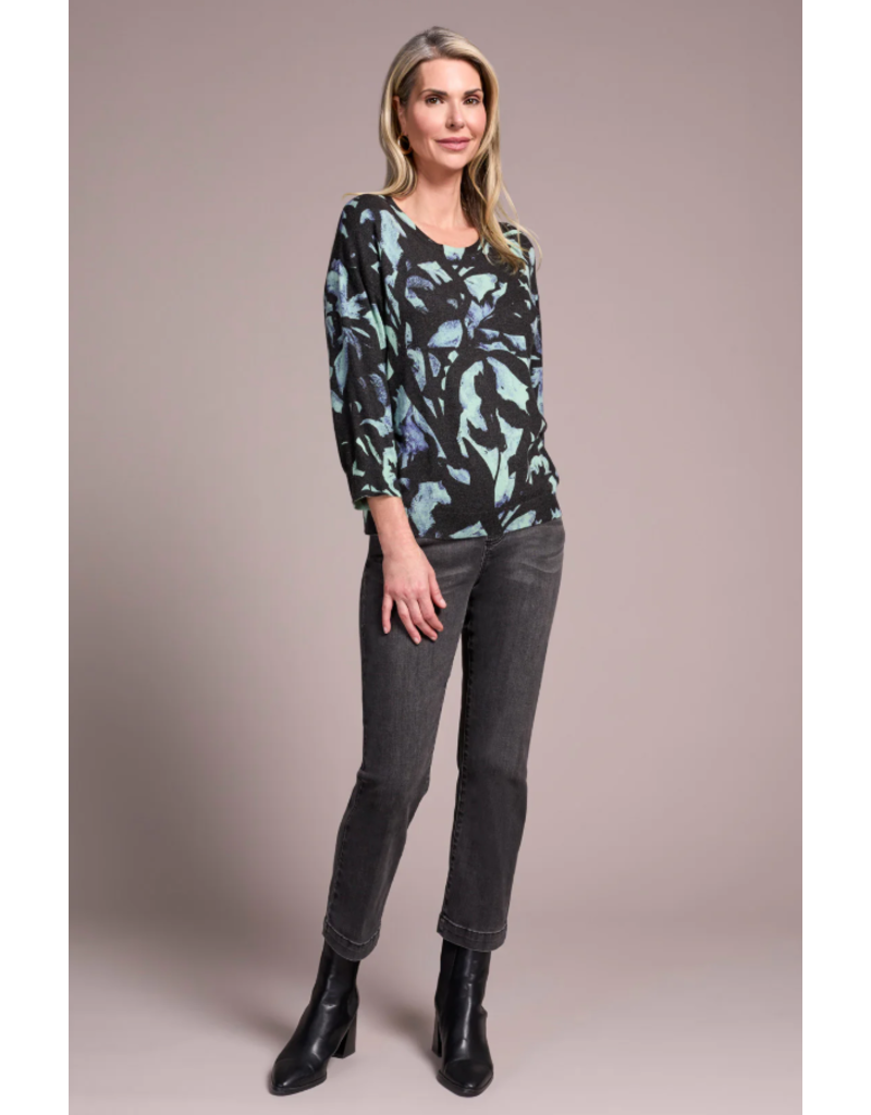 TRIBAL SOFT YARN 3/4 SLEEVE CREWNECK SWEATER-MINT