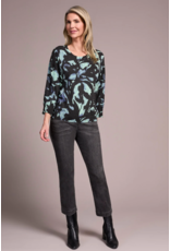 TRIBAL SOFT YARN 3/4 SLEEVE CREWNECK SWEATER-MINT