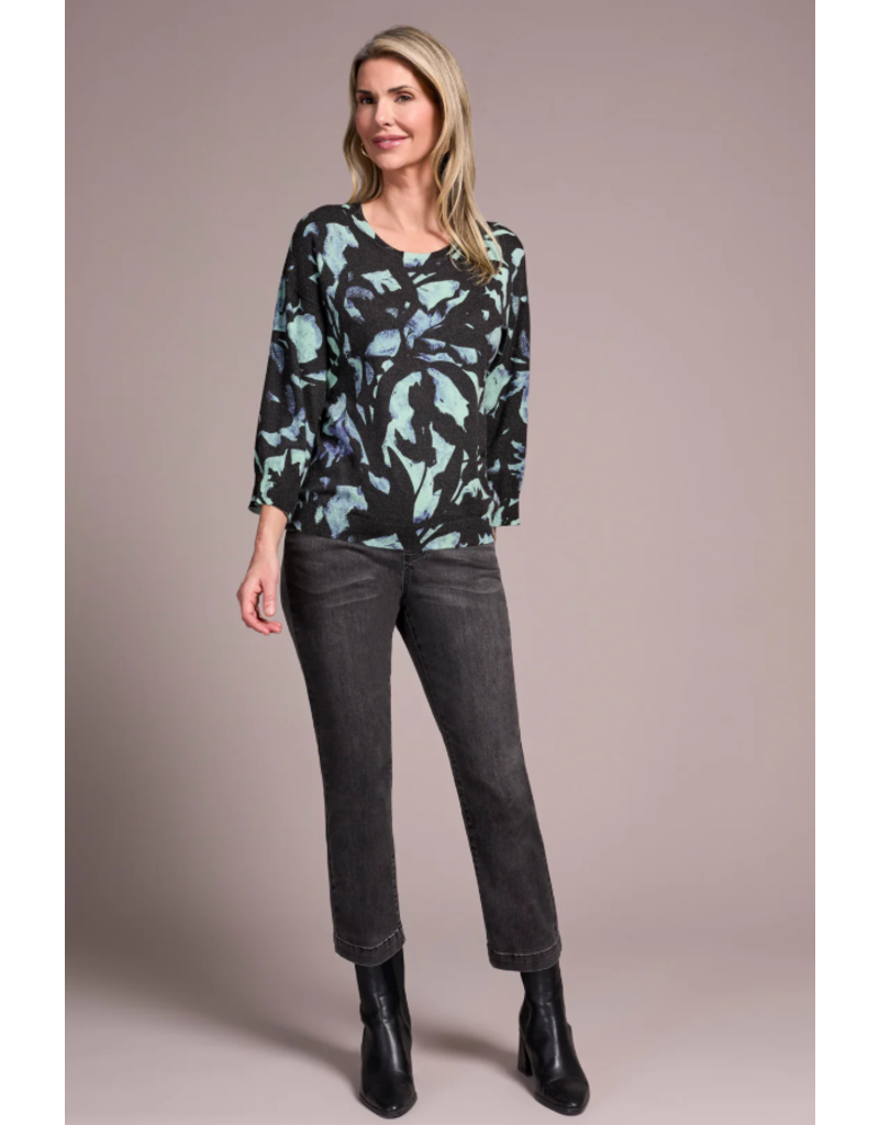 TRIBAL SOFT YARN 3/4 SLEEVE CREWNECK SWEATER-MINT