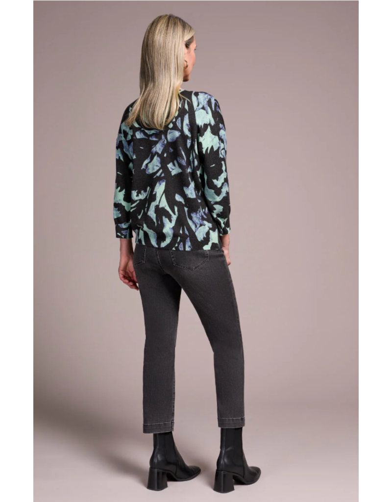 TRIBAL SOFT YARN 3/4 SLEEVE CREWNECK SWEATER-MINT