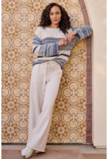 TRIBAL LONG BELL SLV BOAT NK SWEATER-SLATEBLUE