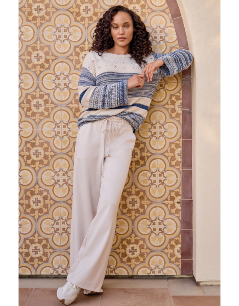 TRIBAL LONG BELL SLV BOAT NK SWEATER-SLATEBLUE