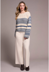 TRIBAL LONG BELL SLV BOAT NK SWEATER-SLATEBLUE