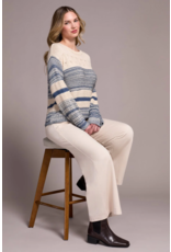 TRIBAL LONG BELL SLV BOAT NK SWEATER-SLATEBLUE