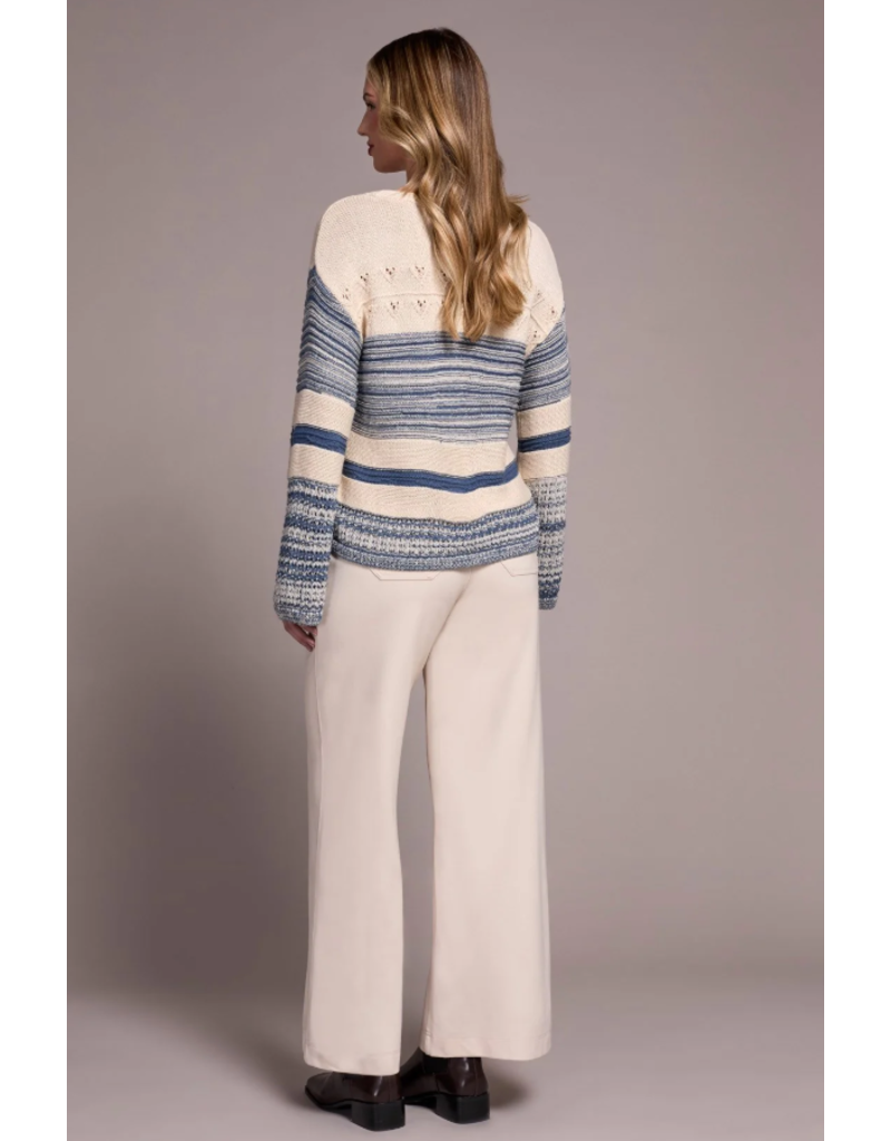 TRIBAL LONG BELL SLV BOAT NK SWEATER-SLATEBLUE