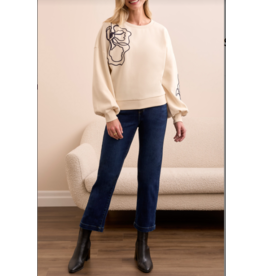 TRIBAL SWEATSHIRT w/EMBROIDERY MOONSTONE - COTTON BLEND