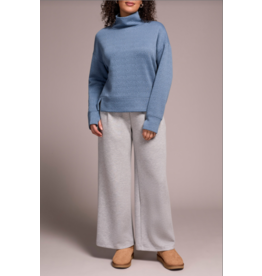 TRIBAL FUNNEL NECK TOP-SLATEBLUE