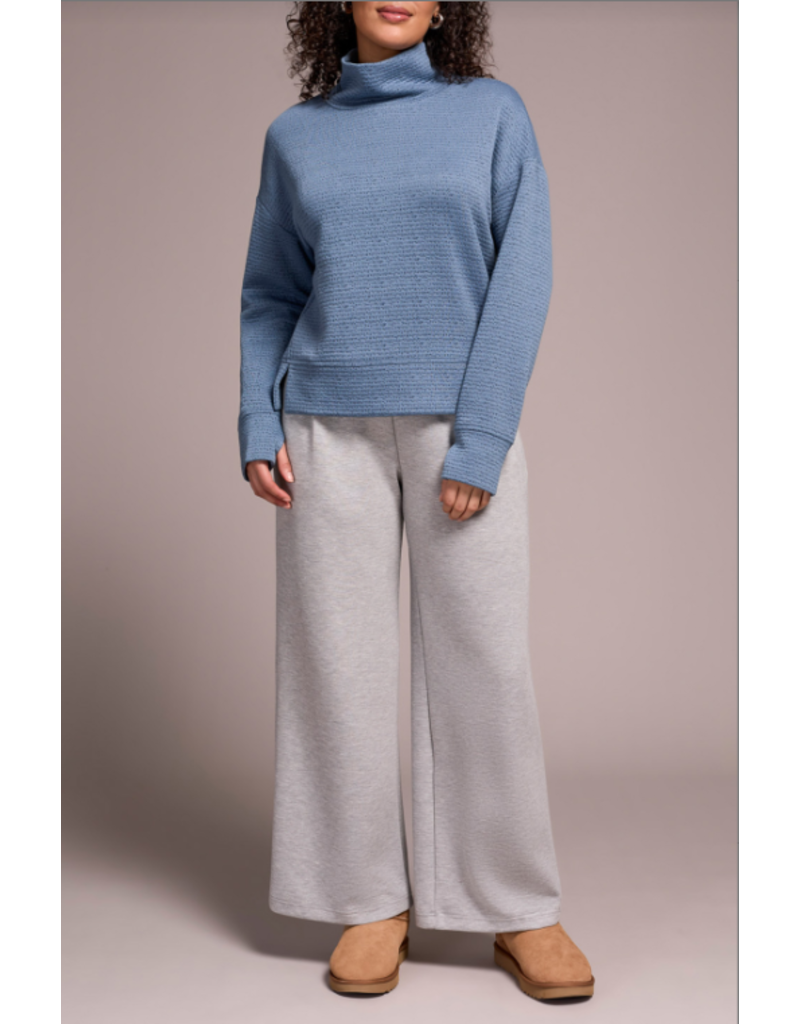 TRIBAL FUNNEL NECK TOP-SLATEBLUE