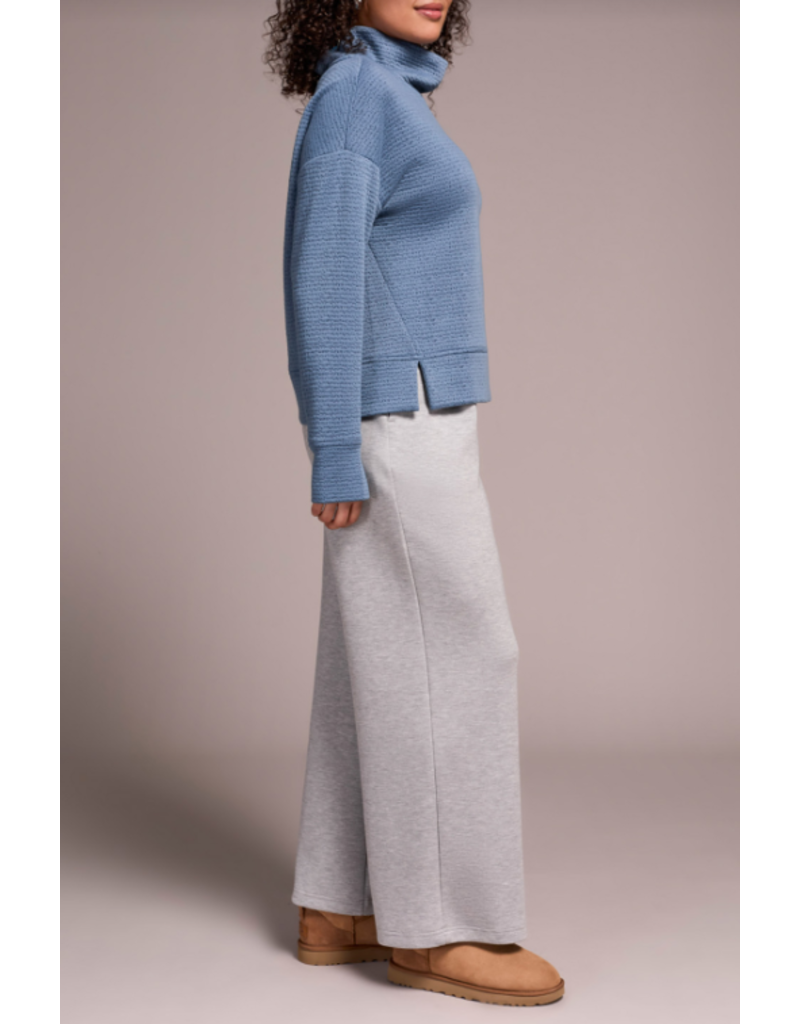 TRIBAL FUNNEL NECK TOP-SLATEBLUE