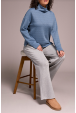 TRIBAL FUNNEL NECK TOP-SLATEBLUE