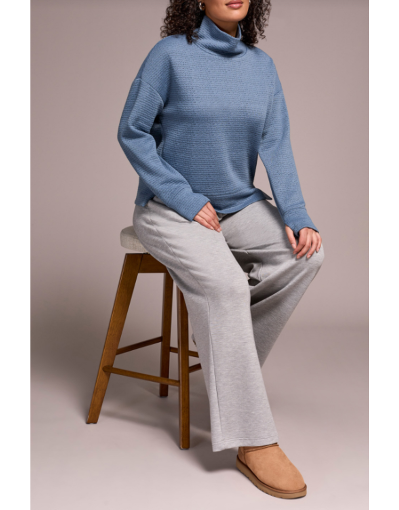 TRIBAL FUNNEL NECK TOP-SLATEBLUE