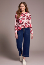 TRIBAL SOPHIA BUTTON FRONT WIDE CROP JEAN DEEP WATER - COTTON BLEND