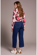 TRIBAL SOPHIA BUTTON FRONT WIDE CROP JEAN DEEP WATER - COTTON BLEND