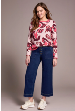 TRIBAL SOPHIA BUTTON FRONT WIDE CROP JEAN DEEP WATER - COTTON BLEND