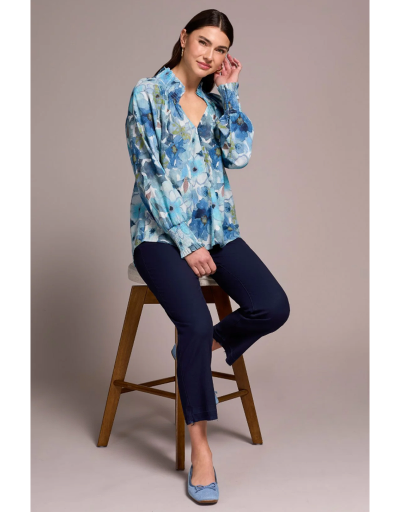 TRIBAL COTTON TOP w/SMOCKING DETAILS