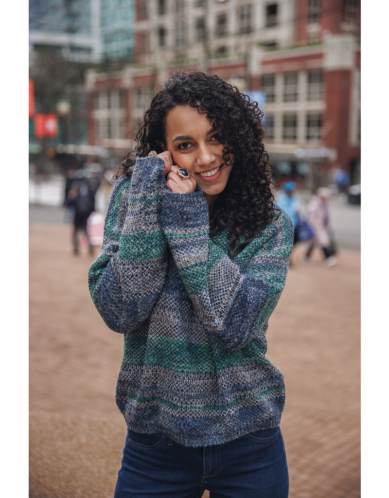 SPACE DYE KNIT SWEATER GREEN/NAVY