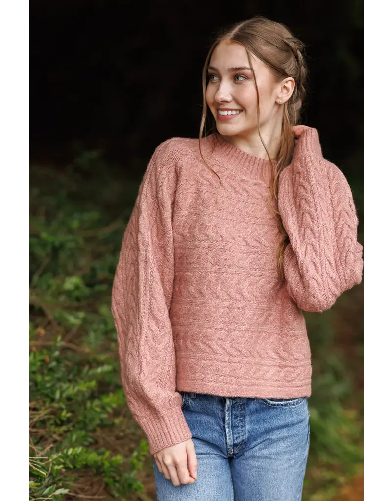 CABLE KNIT SWEATER ROSE