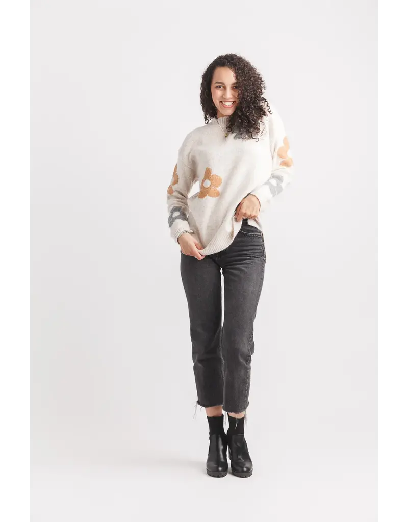 DAISY FLOWER SWEATER OATMEAL